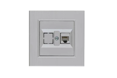 Розетка компьютерная CAT 5+гнездо Karea LINE STAR жемчуж. Makel 86100035