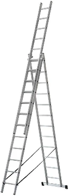 Лестница трехсекционная 3х12 H=343/594/841см 17.83кг усиленная алюм. FIT 65438