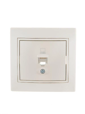 Розетка компьютерная 1-м СП Mira RJ45 16А IP20 со вставкой жемчуж./бел. перламутр. LEZARD 701-3030-139