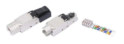 Разъем полевой оконцовки PLUD-8P8C-S-C6A-SH RJ-45 (8P8C) под витую пару для ож кабеля toolless кат. 6A экран. накручивающийся хвостовик IDC Hyperline 427413
