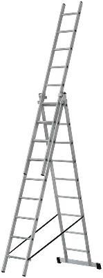 Лестница трехсекционная 3х9 H=257/426/591см 11.18кг алюм. FIT 65434