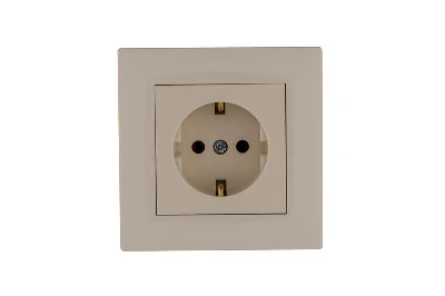 Розетка 1-м Karea RIZZ с заземл. керамика крем Makel 88010008