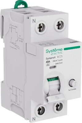 Выключатель дифференциального тока 2п 40А 30мА тип A Systeme9 230В SE S9R22240