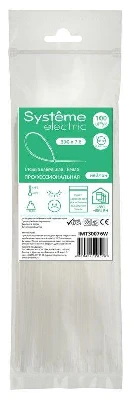 Стяжка кабельная 300х7.6 бел. (уп.100шт) SE IMT30076W