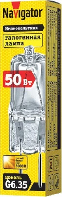 Лампа галогенная 94 214 JCD 50Вт капсульная G6.35 3000К 230В clear 2000h Navigator 94214