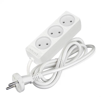 Удлинитель 3х1.5м без заземл. 10А IP20 2.2кВт ПВС 2х0.75 бел. DOMTOK 2370