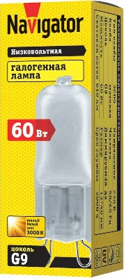 Лампа галогенная 94 233 JCD9 60Вт капсульная G9 3000К 230В frost 2000h Navigator 94233