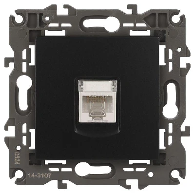 Розетка компьютерная 1-м Elegance 14-3107-05 RJ45 IP20 механизм антрацит Эра Б0034306