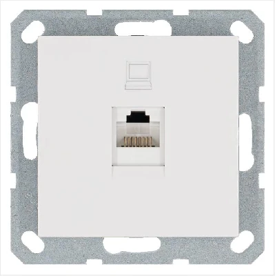 Розетка компьютерная 1-м RJ45 IP20 кат. 5E механизм бел. глянцевый Jasmart G6105W