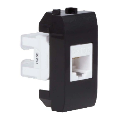 Розетка компьютерная 1-м СП 1мод. Brava RJ45 кат.5E черн. DKC 77654N