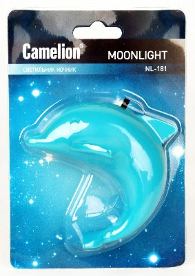 Светильник светодиодный NL-181 "Дельфин" 220В ночник с выкл. голуб. Camelion 12537