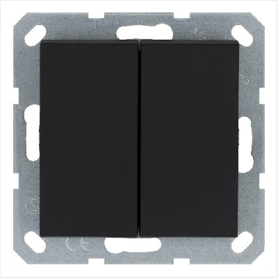 Переключатель перекрестный 2-кл. 10А IP20 механизм черн. матов. soft touch Jasmart G3014PB