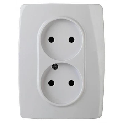 Розетка 2-м СП Эра12 12-2107-01 16А IP20 16AX 250В 2х2P бел. Эра Б0031238