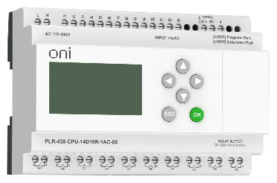 Модуль ЦПУ ПЛК 430 14 DI 10 RO 220В AC с экраном ONI PLR-430-CPU-14D10R-1AC-00
