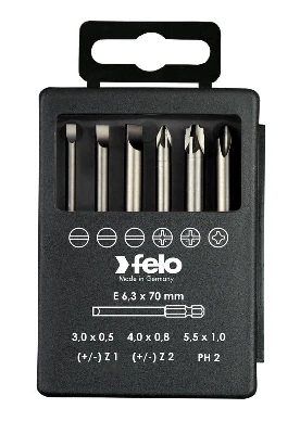Набор бит SL/Z (+/-) Industrial 70мм в кейсе (уп.6шт) Felo 03192716