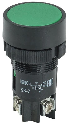Кнопка SВ-7 "Пуск" d22мм 1НО+1НЗ 240В зел. GENERICA BBT40-SB7-K06