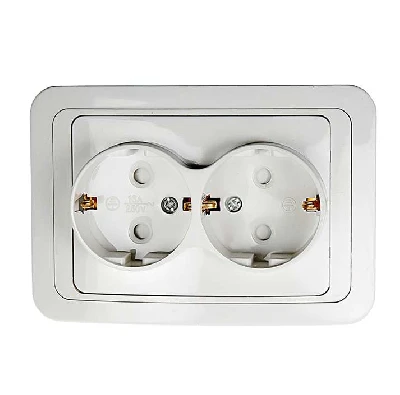 Розетка 2-м CLASSICO защ. шторки с заземл. 2128x бел. ASD / IN HOME 4690612000985