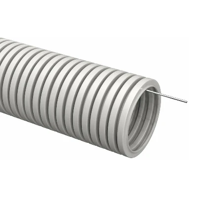 Труба гофрированная ПВХ d20мм с протяжкой сер. (уп.100м) TOKOV ELECTRIC TKE-TG/P-20-C06/100