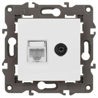 Розетка компьютерная + телевизионная Elegance 14-3110-01М RJ45+TV матов. бел. Эра Б0065767
