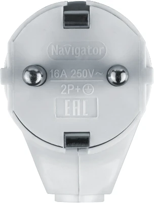 Вилка угловая 61 362 NCA-PL04-16A-E-WH с заземл. бел. Navigator 61362