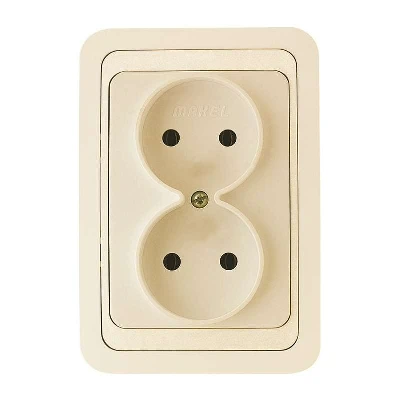 Розетка 2-м СП Mimoza 16А IP20 без заземл. крем./крем. Makel 25017
