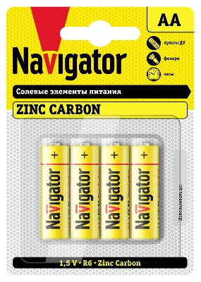 Элемент питания солевой AA/R6 94 758 NBT-NS-R6-BP4 (блист.4шт) Navigator 94758