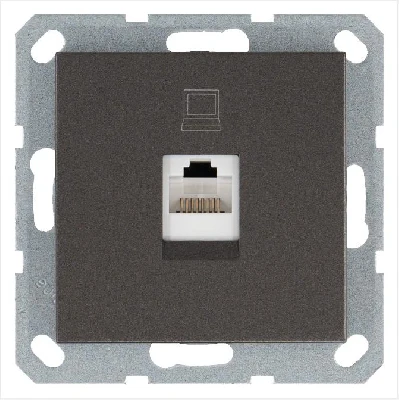 Розетка компьютерная 1-м RJ45 IP20 кат. 5E механизм мокко Jasmart G6105Z