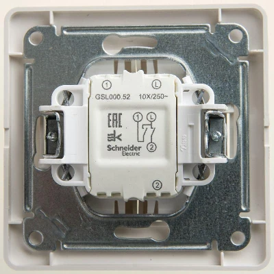 Выключатель 2-кл. СП Glossa 10А IP20 (сх. 5) 10AX в сборе перламутр. SE GSL000652