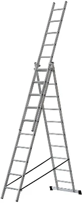Лестница трехсекционная 3х10 H=285/481/674см 12.19кг алюм. FIT 65435
