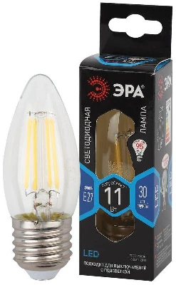Лампа светодиодная филаментная F-LED B35-11W-840-E27 11Вт B35 свеча 4000К нейтр. бел. E27 Эра Б0046988