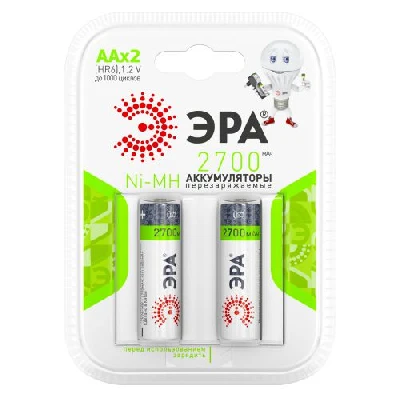 Аккумулятор AA/HR6 2700мА.ч HR6-2BL (блист.2шт) Эра C0038458