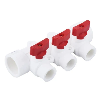 Коллектор PPR 32х20/3 с красн. шаровым краном бел. RTP 28205