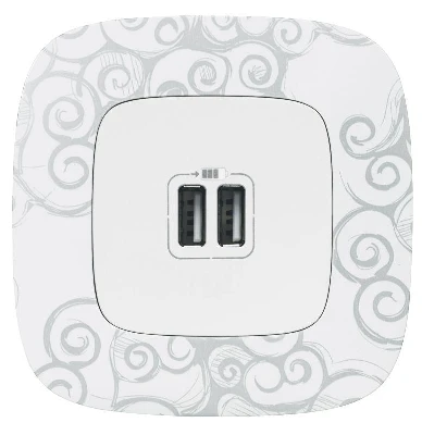 Устройство зарядное Valena Allure с 2-мя USB-разъемами 240В/5В 1500мА с лиц. панелью бел. Leg 754995