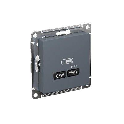 Розетка USB AtlasDesign тип C 65Вт QC PD высокоскор. ЗУ механизм грифель SE ATN000727