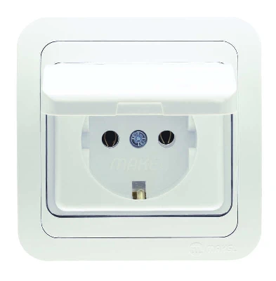 Розетка 1-м СП Mimoza 16А IP20 с крышкой бел./бел. Makel 12029
