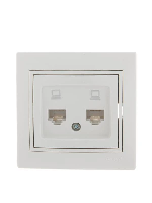 Розетка компьютерная 2-м СП Mira RJ45 бел./бел. LEZARD 701-0202-141