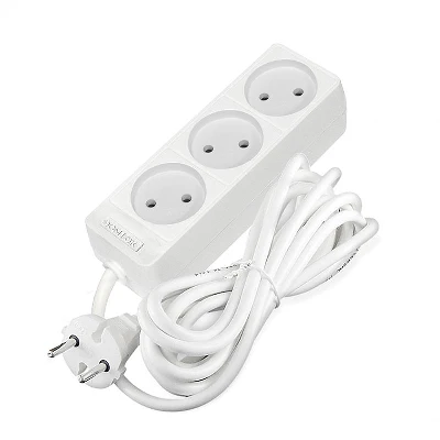 Удлинитель 3х3м без заземл. 10А IP20 2.2кВт ПВС 2х0.75 бел. DOMTOK 2371