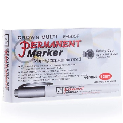 Маркер перманентный "Multi Marker Super Slim" 1мм пулевидный черн. Crown 08-8001