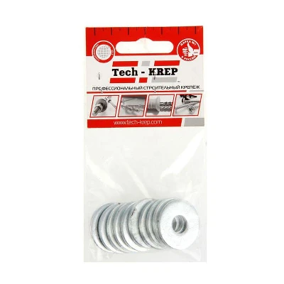 Шайба кузовная M10 цинк. DIN 9021 (уп.10шт) пакет Tech-Krep 103039