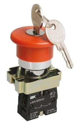 Кнопка управления "Грибок" LAY5-BS142 d22мм 1НЗ 240В с ключом красн. KARAT IEK BBG50-LAY5-K04