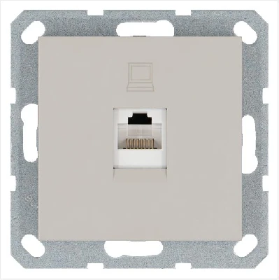 Розетка компьютерная 1-м RJ45 IP20 кат. 5E механизм тауп Jasmart G6105T