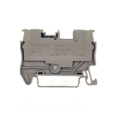 Клемма проходная зажим push-in 2 точки подключения 2.5кв.мм сер. DKC VPR-2.5-GY