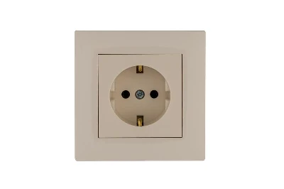 Розетка 1-м Karea RIZZ с заземл. крем Makel 88010028
